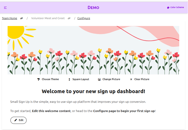 Dashboard view with the new "Choose Theme" option