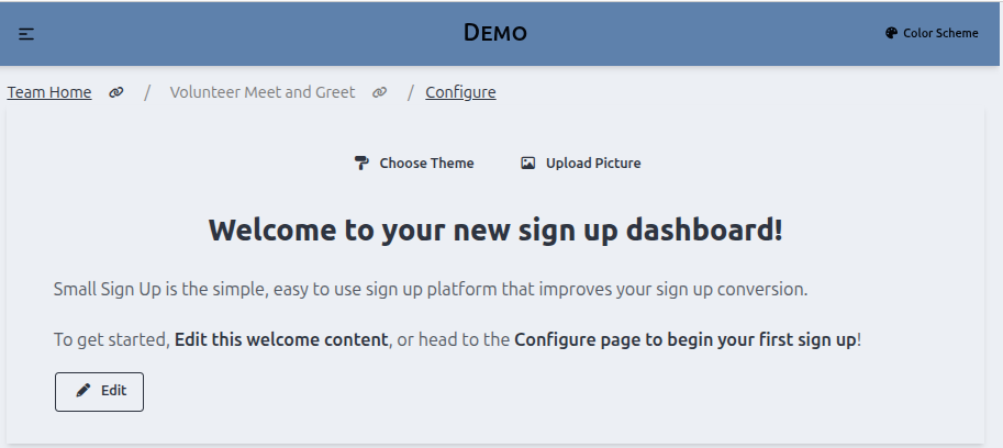 Example dashboard with a picture cleared